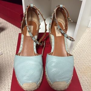 Valentino wrap around ankle Rockstud espradille wedge. Size 40
